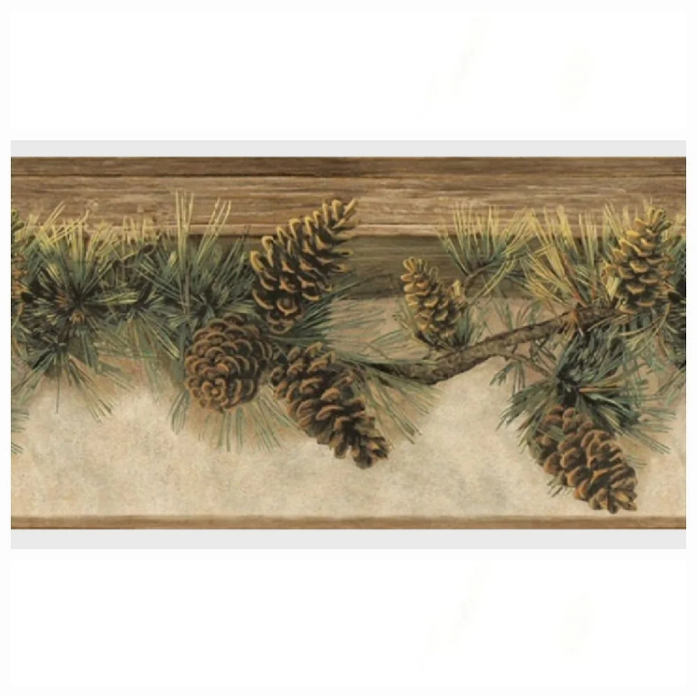 Wallpaper Border Pine Cone Pine Branches